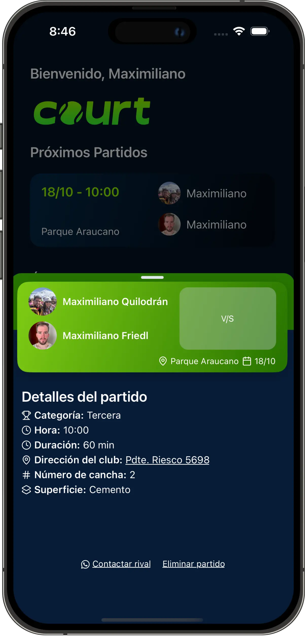 2. Coordina y juega - Court app screenshot