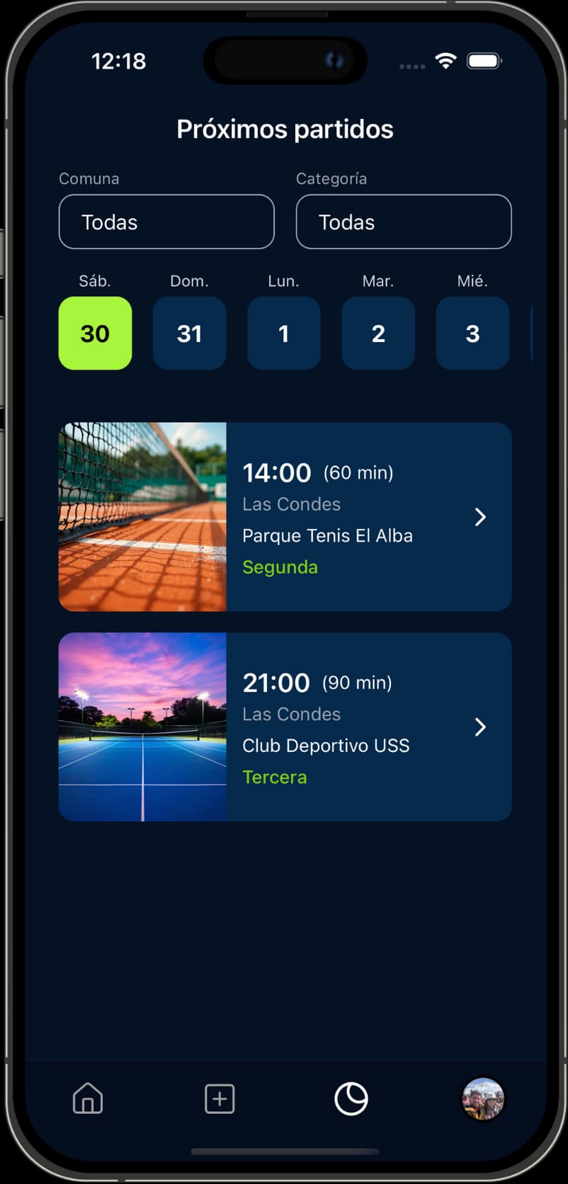 1. Crea o únete a un partido - Court app screenshot
