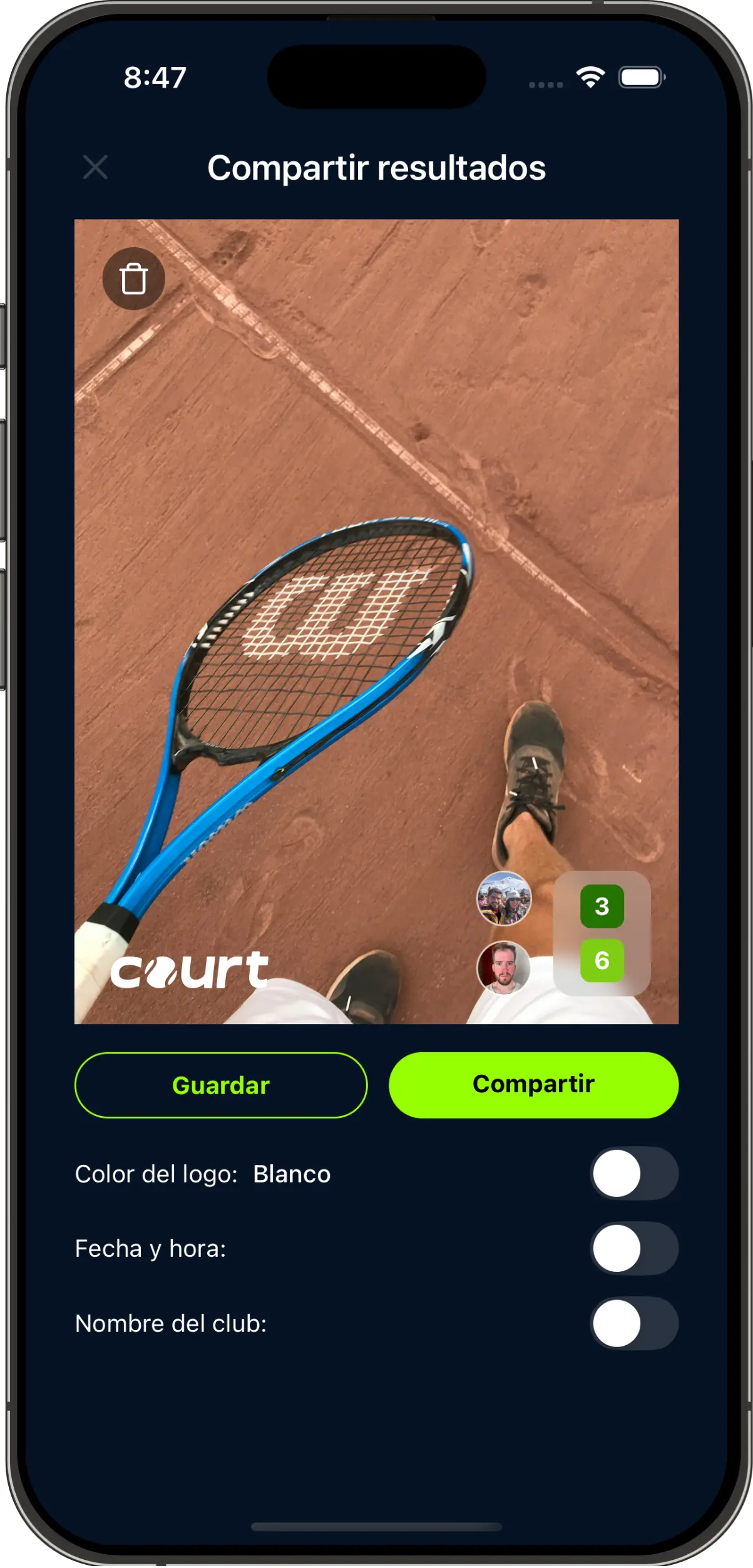 4. Comparte y genera comunidad - Court app screenshot