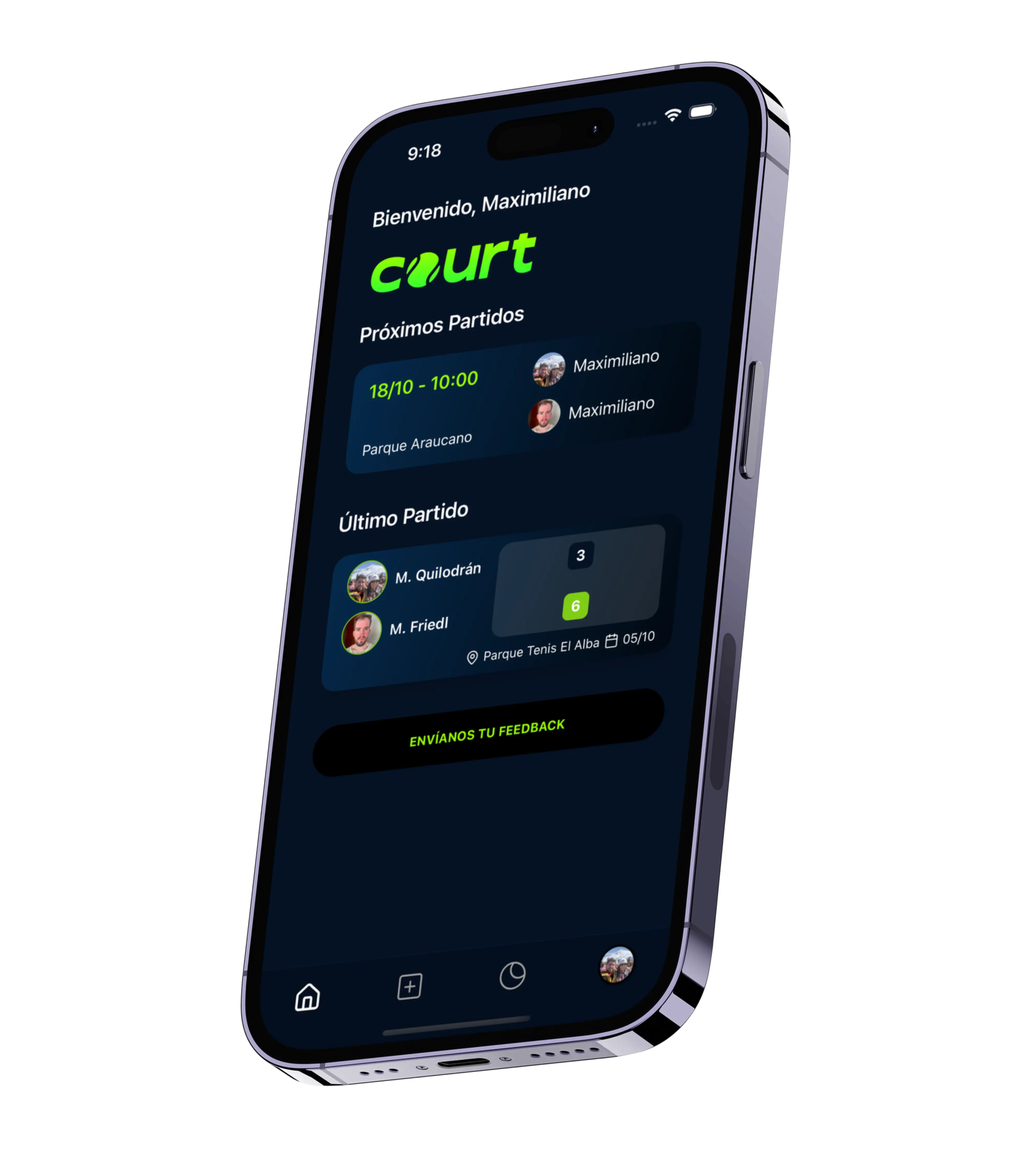 Court App Home Screen
